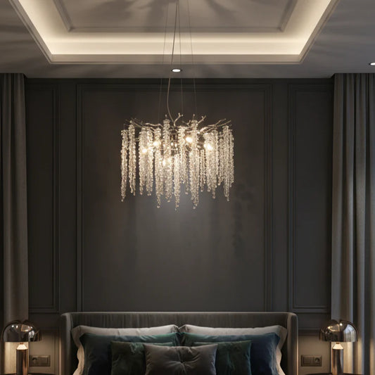 Candelabru RFAN, Model 33001/460, Textura Cristal, Metal, 6 X E14, Argintiu