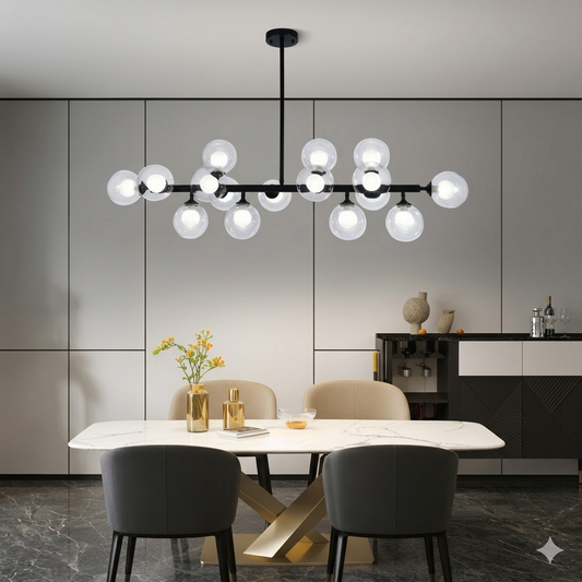 Lustra RFAN, Model F070/16, Cu Abajururi, 16 X G9, Negru