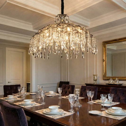 Candelabru RFAN, Model 33121/600, Textura Cristal, Metal, 8 X E14, Argintiu