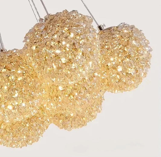 Candelabru LED RFAN, Model H98022-30, Textura Cristal, Metal, 30 X G9, Auriu