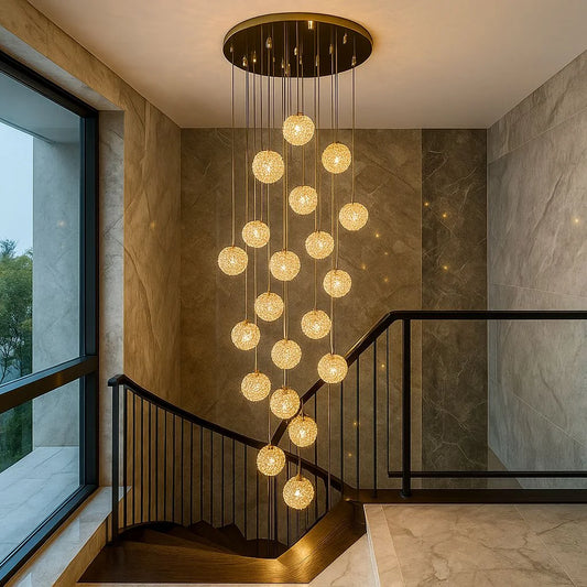 Candelabru LED RFAN, Model H98022-20, Textura Cristal, Metal, 20 X G9, Auriu