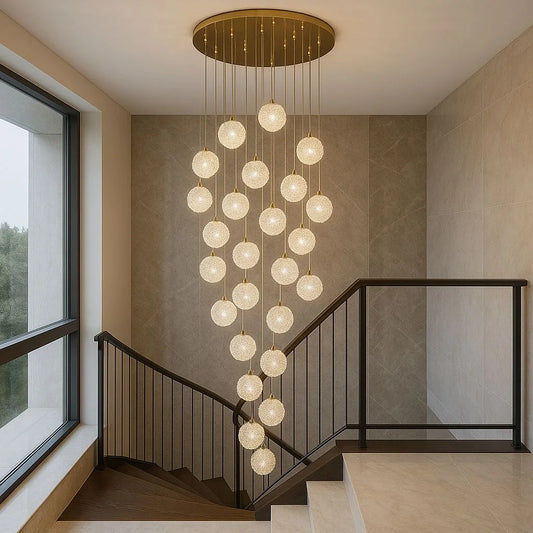 Candelabru LED RFAN, Model H98022-30, Textura Cristal, Metal, 30 X G9, Auriu