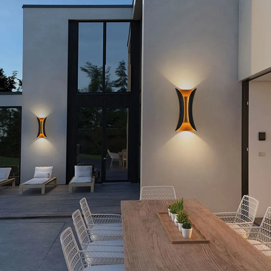 Aplica Exterior RFAN, Model K-2335BK, Material Aluminiu, IP65, Lumina Neutra, 10W, Negru/Auriu