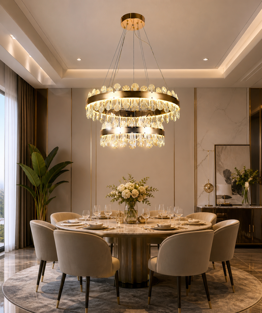 Candelabru LED RFAN, Model 3523/600+400, Cu Telecomanda, 3 Tipuri De Lumina, Inaltime Reglabila, 216W, Auriu