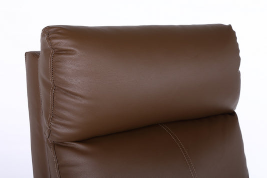 Fotoliu recliner din piele ecologică, spatar rabatabil si suport picioare extensibil, Kaki