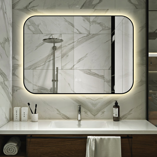 Oglinda LED Si Touch, Cu Functie Dezaburire, Rama Negru, 100 x 70 cm, J187-10070 Smack