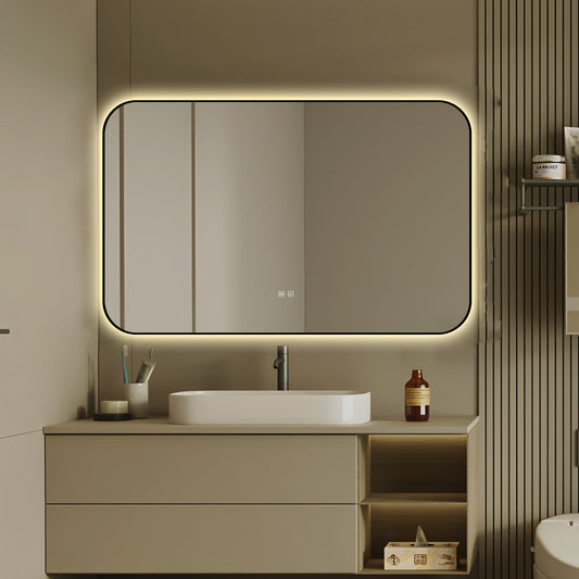 Oglinda LED Si Touch, Cu Functie Dezaburire, Rama Negru, 110 x 70 cm, J187-11070 Smack