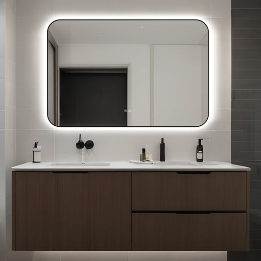 Oglinda LED Si Touch, Cu Functie Dezaburire, Rama Negru, 120 x 80 cm, J187-12080 Smack