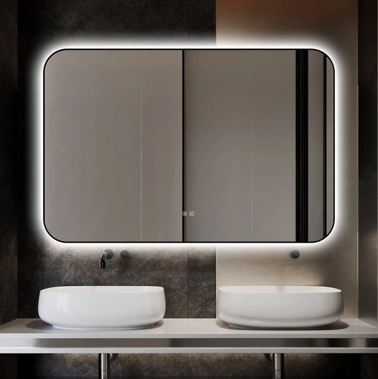 Oglinda LED Si Touch, Cu Functie Dezaburire, Rama Negru, 120 x 80 cm, J187-12080 Smack