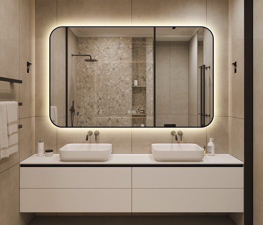 Oglinda LED Si Touch, Cu Functie Dezaburire, Rama Negru, 130 x 80 cm, J187-13080 Smack