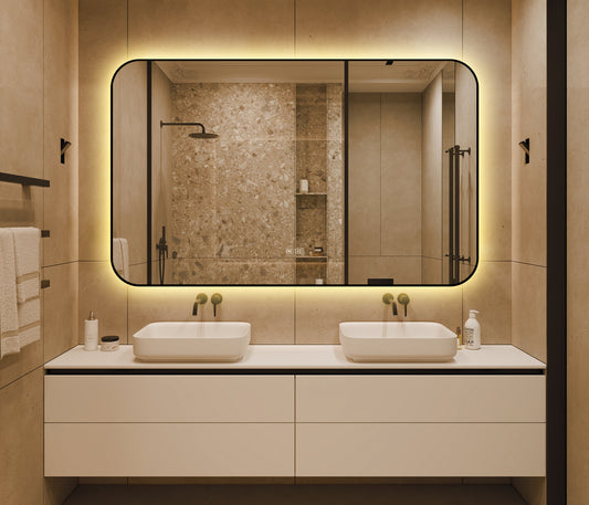 Oglinda LED Si Touch, Cu Functie Dezaburire, Rama Negru, 130 x 80 cm, J187-13080 Smack