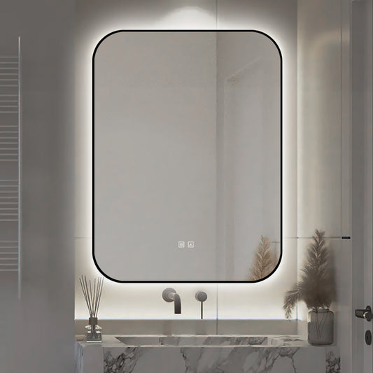 Oglinda LED Si Touch, Cu Functie Dezaburire, Rama Negru, 60 x 80 cm, J187-6080 Smack