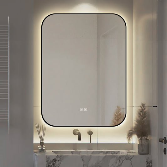 Oglinda LED Si Touch, Cu Functie Dezaburire, Rama Negru, 60 x 80 cm, J187-6080 Smack