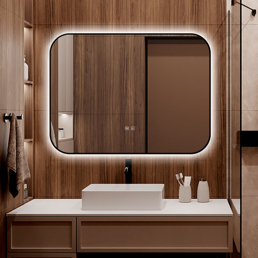 Oglinda LED Si Touch, Cu Functie Dezaburire, Rama Negru, 80 x 60 cm, J187-8060 Smack