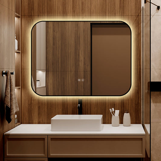 Oglinda LED Si Touch, Cu Functie Dezaburire, Rama Negru, 80 x 60 cm, J187-8060 Smack