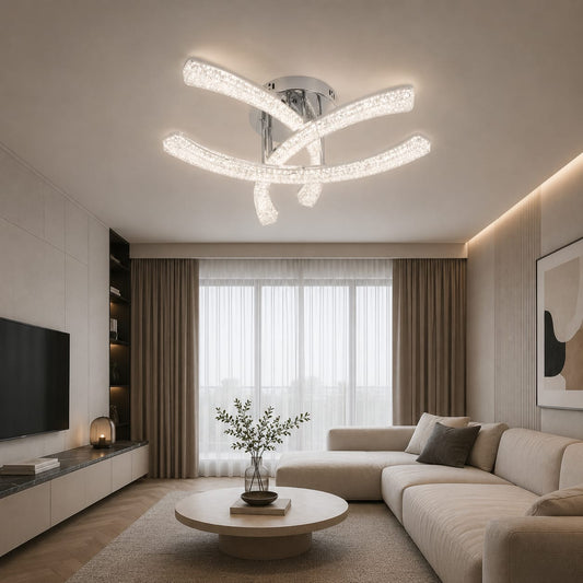 Lustra LED RFAN, Model K2550/3, cu Telecomanda, 3 Tipuri de Lumina, Intensitate Reglabila, 80W, Argintiu