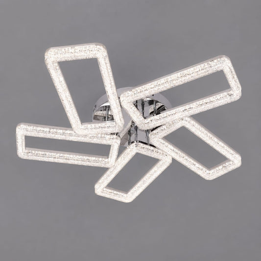 Lustra LED RFAN, Model K2551/5, cu Telecomanda, 3 Tipuri de Lumina, Intensitate Reglabila, 160W, Argintiu