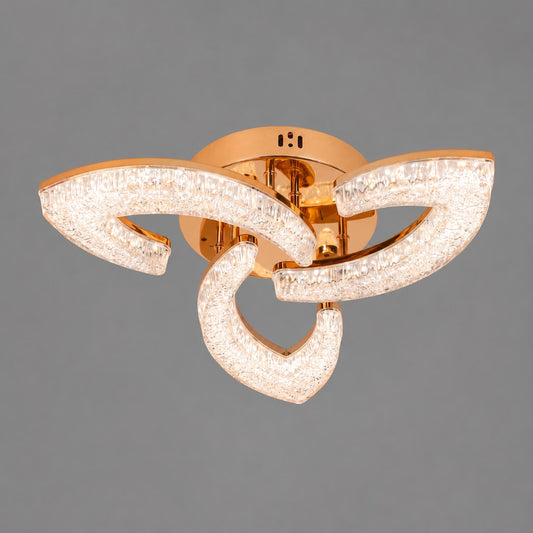 Lustra LED RFAN, Model K2558/3, cu Telecomanda, 3 Tipuri de Lumina, Intensitate Reglabila, 80W, Auriu