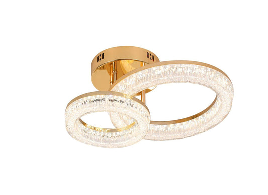 Lustra LED RFAN, Model K3536/1+1GD, Cu Telecomanda, 3 Tipuri De Lumina, Intensitate Reglabila, 80W, Auriu