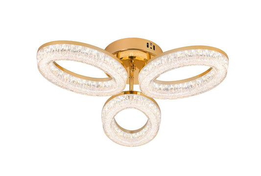 Lustra LED RFAN, Model K3538/3GD, Cu Telecomanda, 3 Tipuri De Lumina, Intensitate Reglabila, 80W, Auriu