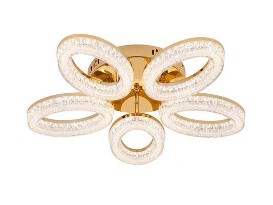 Lustra LED RFAN, Model K3538/5GD, Cu Telecomanda, 3 Tipuri De Lumina, Intensitate Reglabila, 120W, Argintiu