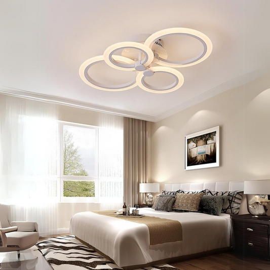 Lustra LED RFAN, Model M003-4, cu Telecomanda, 3 Tipuri de Lumina, Intensitate Reglabila, 80W, Alb