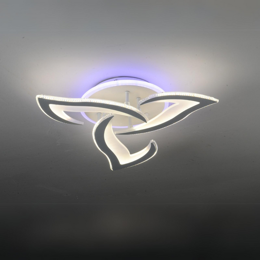 Lustra LED RFAN, Model M396-3RGB, cu Telecomanda, 3 Tipuri de Lumina plus Lumina RGB, Intensitate Reglabila, 130W, Alb