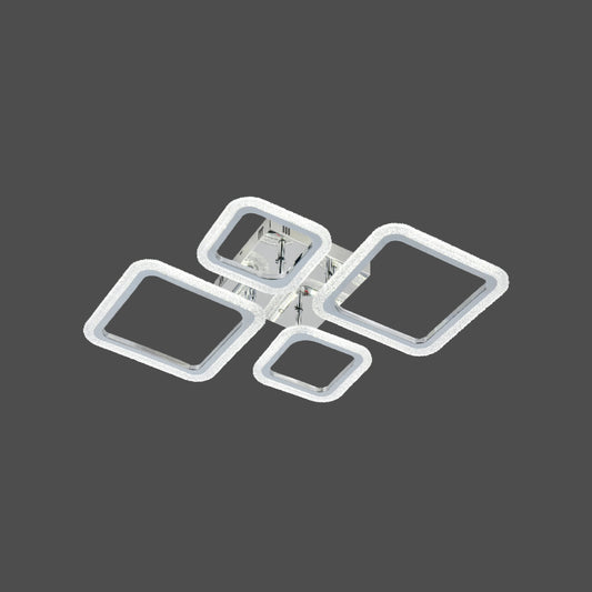 Lustra LED RFAN, Model R9181/2+2, Cu Telecomanda, 3 Tipuri De Lumina, Intensitate Reglabila, 84W, Argintiu