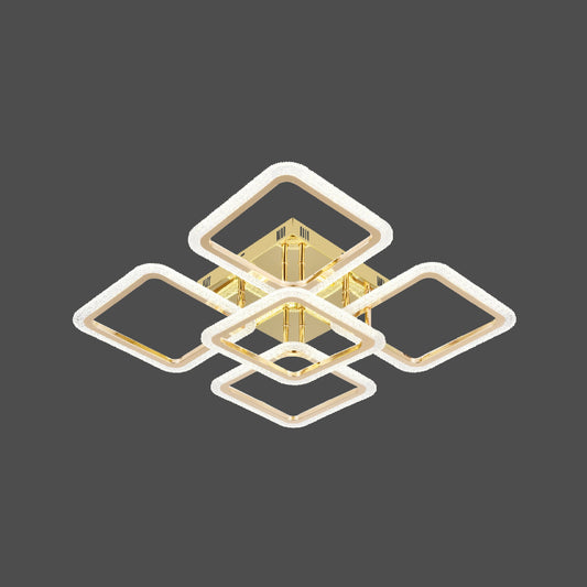 Lustra LED RFAN, Model R9181/4+1, Cu Telecomanda, 3 Tipuri De Lumina, Intensitate Reglabila, 130W, Auriu