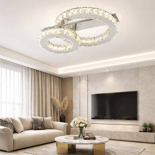 Lustra LED RFAN, Model R9182/1+1A1, Cu Telecomanda, 3 Tipuri De Lumina, Intensitate Reglabila, 66W, Argintiu