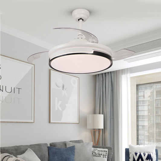 Lustra cu ventilator, ESC-410YY WH+BK, design modern, Alb