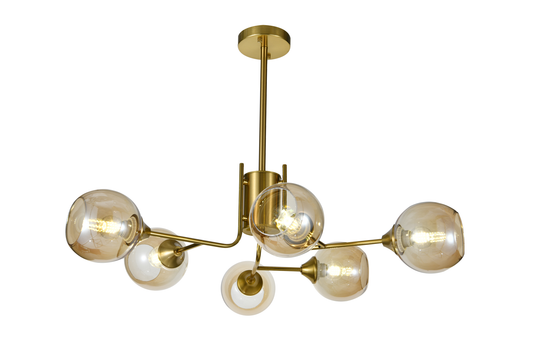 Lustra RFAN, Model N6802-6, Cu Abajururi, 6 X E27, Auriu