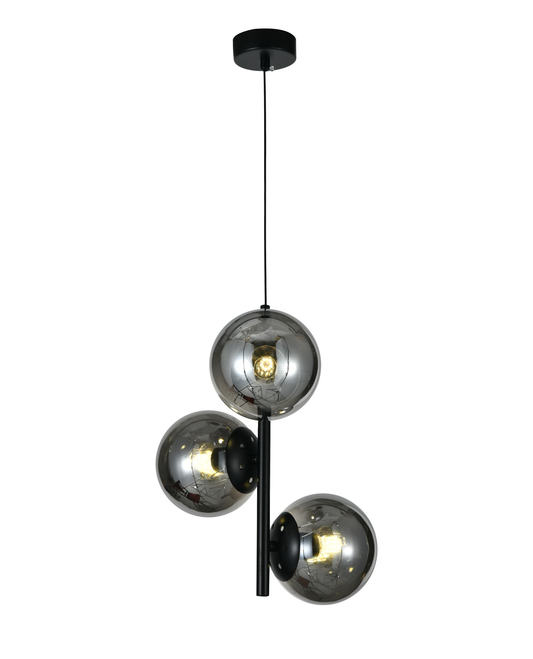 Pendul RFAN, Model N6804-3, Cu 3 Abajururi, 3 x E27, Inaltime Reglabila, Negru