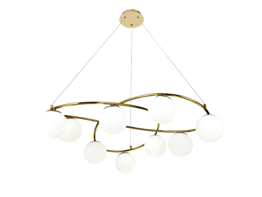 Pendul RFAN, Model N6806-9, Cu 9 Abajururi, 9 x E27, Inaltime Reglabila, Auriu