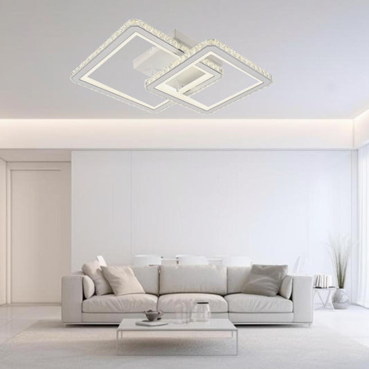 Lustra LED RFAN, Model R9005/1+1, cu Telecomanda, 3 Tipuri de Lumina, Intensitate Reglabila, 146W, Alb