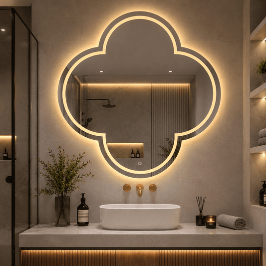 Oglindă LED Model Van Cleef 70×70 cm, Lumină Frontală, Dezaburire, 3 Tipuri de Lumină, Touch