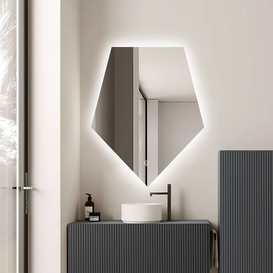 Oglinda LED Diamant Premium 80×90 cm, Touch, 3 Tipuri Lumina – Calda, Rece, Naturala