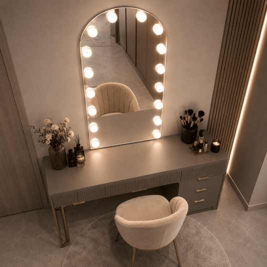 Oglindă cu LED Integrat 60×90 cm, Decorativă pentru Make-up, 3 Tipuri de Lumină, Calda, Rece, Neutra, cu Touch