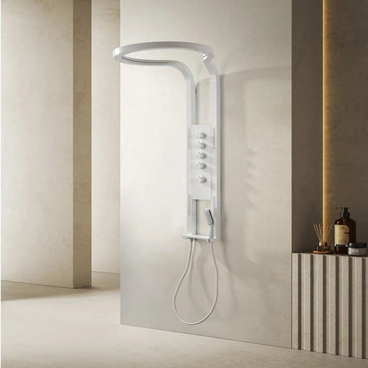 Panel de Dus Lux, Efect de Ploaie, 4 Functii Apa, Alb Mat