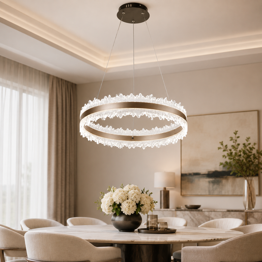 Pendul RFAN, Model R9189/600, Cu Telecomanda, 3 Tipuri De Lumina, Inaltime Reglabila, 132W, Maro