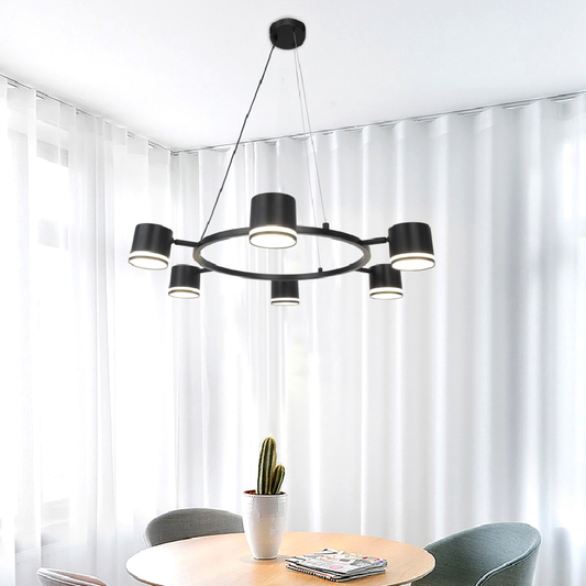 Pendul suspendat modern RFAN cu 6 spoturi GX53, Ø680 mm, negru mat 1