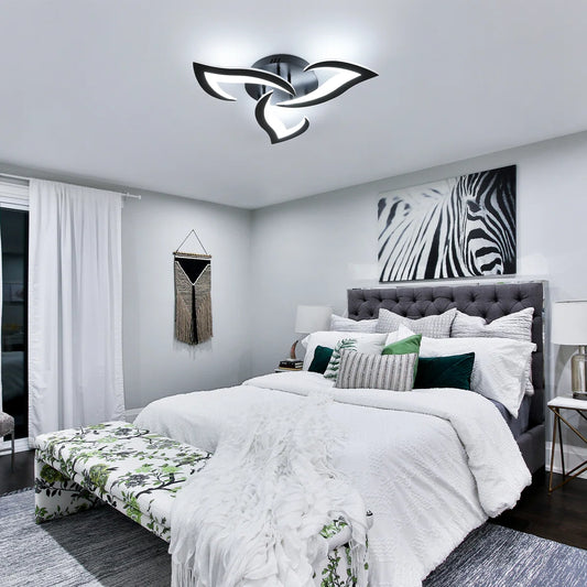 Lustra LED RFAN, Model R9176/3A1, cu Telecomanda, 3 Tipuri de Lumina, Intensitate Reglabila, 42W, Negru