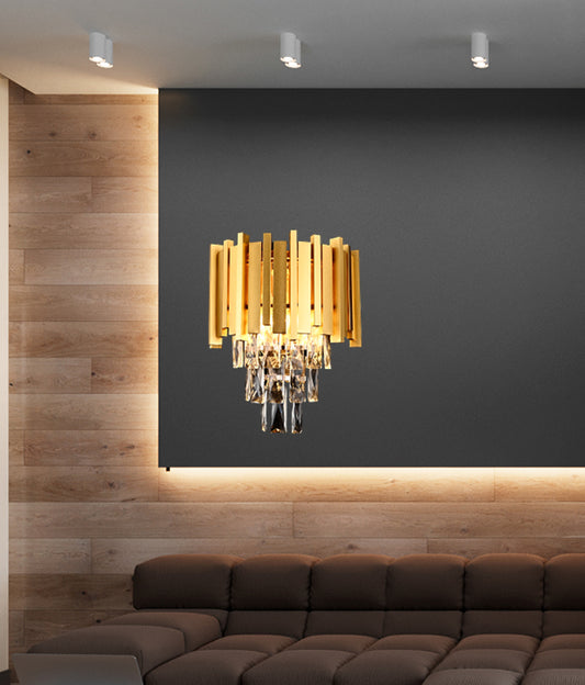 Aplica RFAN, Model WL339/2W, Textura Cristal, Metal, 2 X E27, Auriu