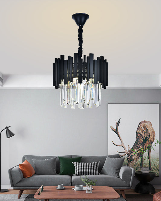 Candelabru RFAN, Model WL339/300, Textura Cristal, Metal, 3 X E27, Negru