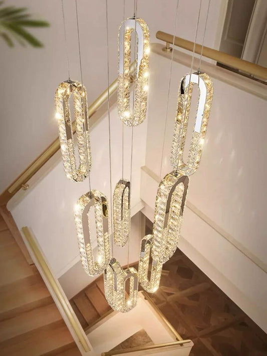 Candelabru LED RFAN, Model R9106/9, Textura Cristal, Metal, 211W, Auriu