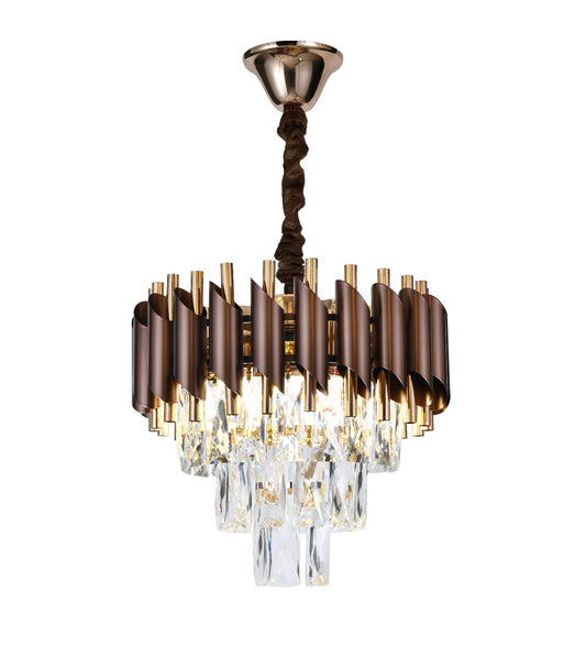 Candelabru RFAN, Model S89001/300, Textura Cristal, Metal, 3 X E27, Maro/Auriu