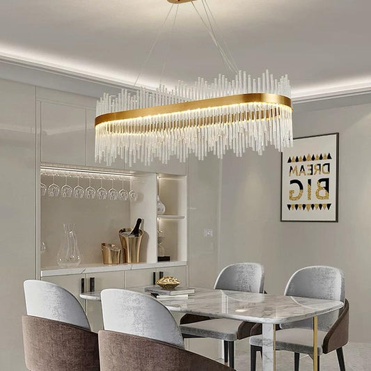 Candelabru LED RFAN, Model 8817/800*300, Textura Cristal, Metal, 120W, Auriu