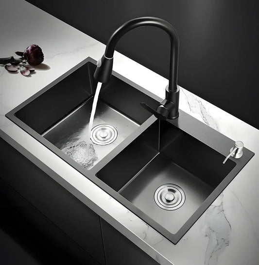 Chiuveta Profesionala pentru Bucatarie, Inox, Gri Inchis - Negru, 75x45 cm, HSS 7545 Smack