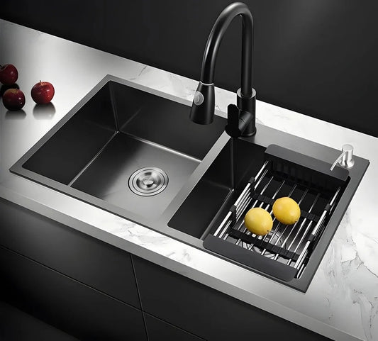 Chiuveta Profesionala pentru Bucatarie, Inox, Gri Inchis - Negru, 75x45 cm, HSS 7545 Smack