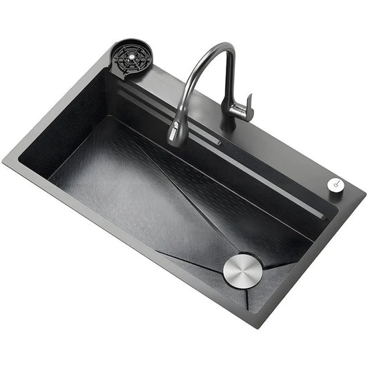Chiuveta Multifunctionala pentru Bucatarie, Inox, Gri Inchis - Negru, 75x45 cm, XO 7546 Smack